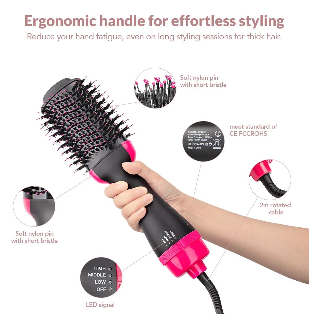 Function Hair Dryer Straightener Curler Comb